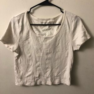 american eagle white cropped tee